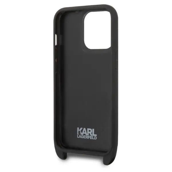 Karl Lagerfeld KLHCP14LSTMMK iPhone 14 Pro 6.1’’ hardcase black/black Monogram Plaque Logo Strap - Cell phone cases