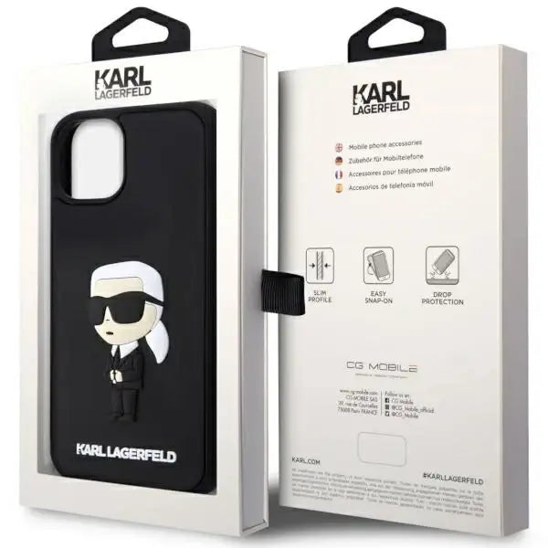 Karl Lagerfeld KLHCP14M3DRKINK iPhone 14 Plus 6.7’’ black/black hardcase Rubber Ikonik 3D - Cell phone cases