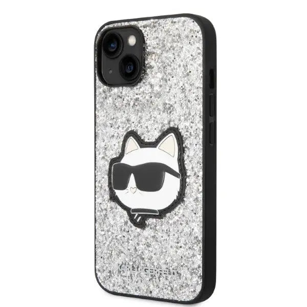 Karl Lagerfeld KLHCP14MG2CPS iPhone 14 Plus 6.7’’ silver/silver hardcase Glitter Choupette Patch - Cell phone cases