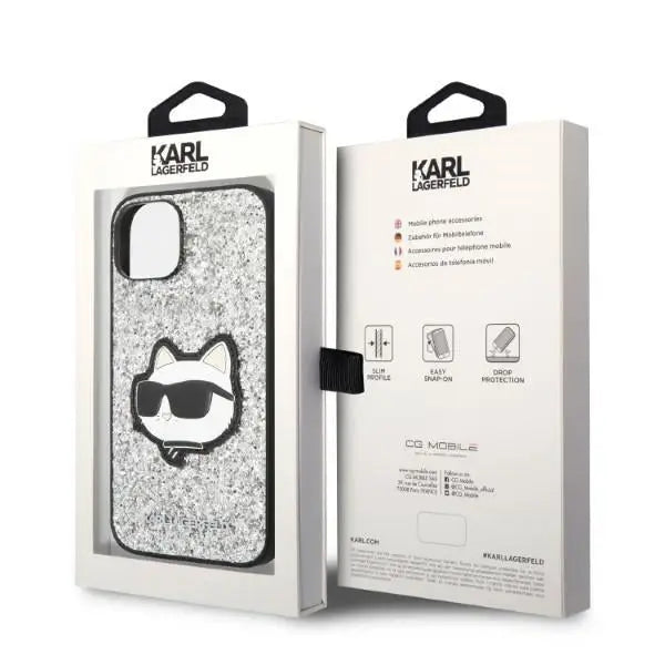 Karl Lagerfeld KLHCP14MG2CPS iPhone 14 Plus 6.7’’ silver/silver hardcase Glitter Choupette Patch - Cell phone cases
