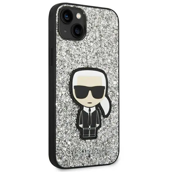 Karl Lagerfeld KLHCP14MGFKPG iPhone 14 Plus 6.7 ’hardcase silver / silver Glitter Flakes Ikonik - Cell phone cases