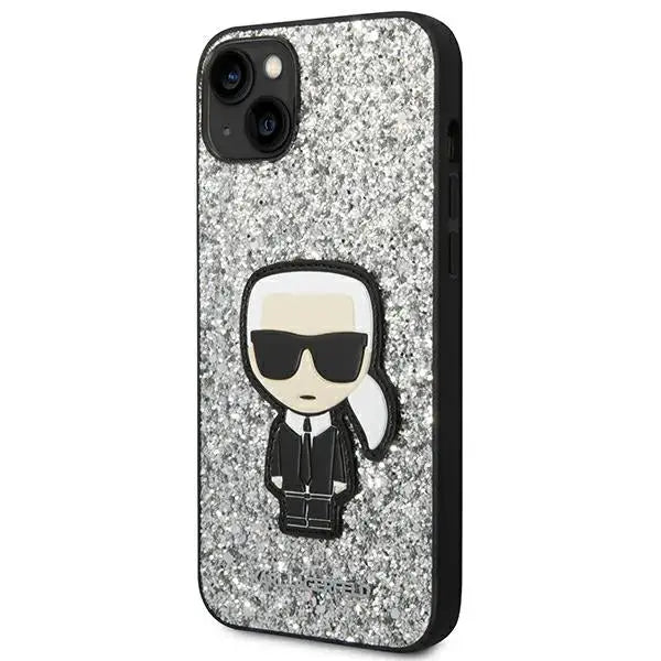 Karl Lagerfeld KLHCP14MGFKPG iPhone 14 Plus 6.7 ’hardcase silver / silver Glitter Flakes Ikonik - Cell phone cases
