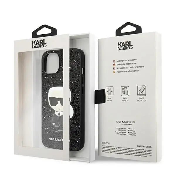 Karl Lagerfeld KLHCP14MGFKPK iPhone 14 Plus 6.7 ’hardcase black / black Glitter Flakes Ikonik - Cell phone cases