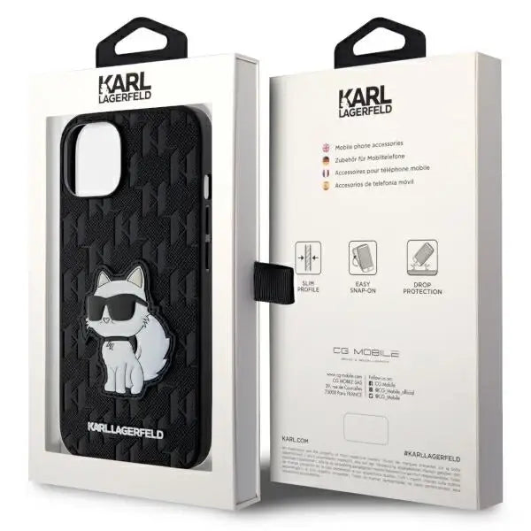 Karl Lagerfeld KLHCP14MSAKHPCK iPhone 14 Plus 6.7’’ black/black Saffiano Monogram Choupette - Cell phone cases