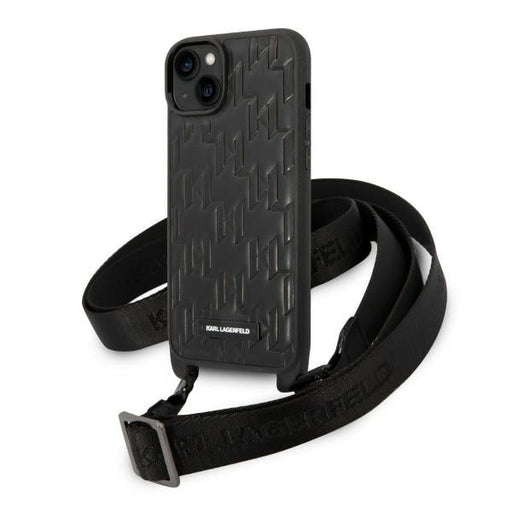 Karl Lagerfeld KLHCP14MSTMK iPhone 14 Plus 6.7’’ hardcase black/black Monogram Plaque Logo Strap - Cell phone cases