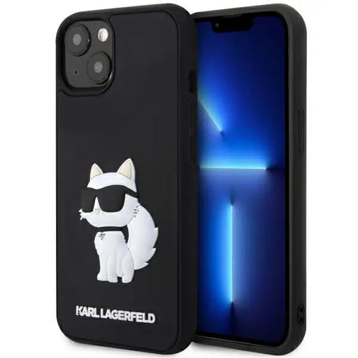 Karl Lagerfeld KLHCP14S3DRKHNK iPhone 14 6.1’’ black/black hardcase Rubber Choupette 3D - Cell phone cases