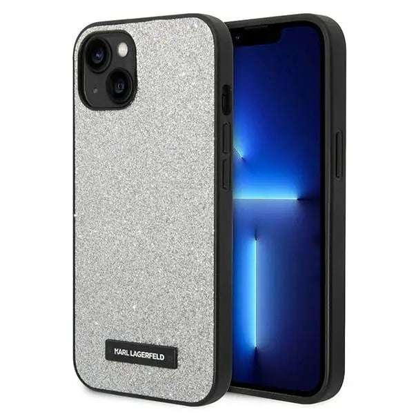 Karl Lagerfeld KLHCP14SG2ELS iPhone 14 6.1 ’hardcase silver / silver Glitter Plaque Logo - Cell phone cases