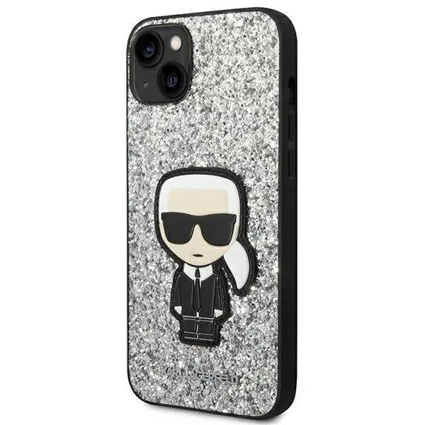 Karl Lagerfeld KLHCP14SGFKPG iPhone 14 6.1 ’hardcase silver / silver Glitter Flakes Ikonik - Cell phone cases