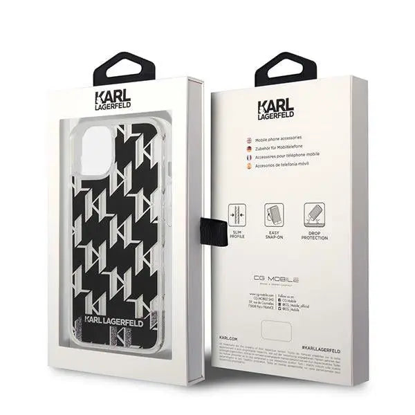 Karl Lagerfeld KLHCP14SLMNMK iPhone 14 6.1 ’hardcase black / black Liquid Glitter Monogram - Cell phone cases