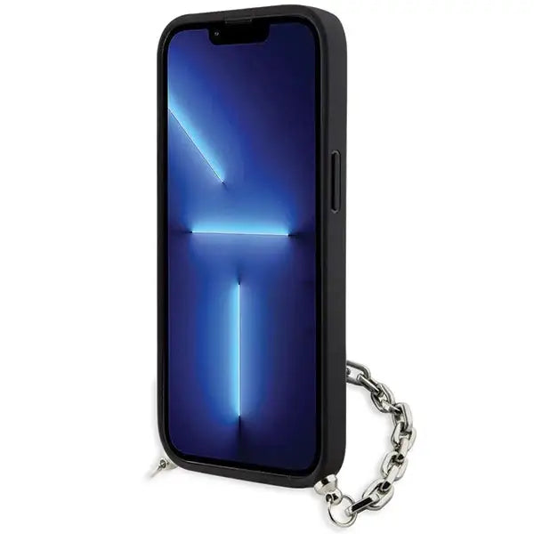 Karl Lagerfeld KLHCP14SSACKLHPG iPhone 14 6.1’’ silver/silver hardcase Saffiano Monogram Chain - Cell phone cases