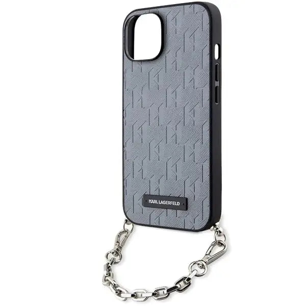 Karl Lagerfeld KLHCP14SSACKLHPG iPhone 14 6.1’’ silver/silver hardcase Saffiano Monogram Chain - Cell phone cases