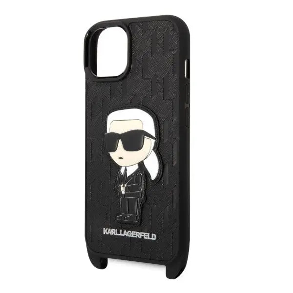 Karl Lagerfeld KLHCP14SSTKMK iPhone 14 6.1’’ black/black hardcase Monogram Ikonik Patch - Cell phone cases