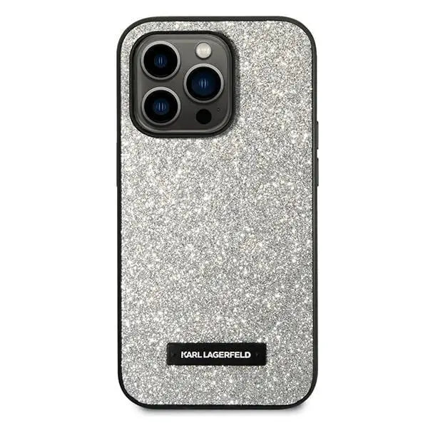 Karl Lagerfeld KLHCP14XG2ELS iPhone 14 Pro Max 6.7 ’hardcase silver / silver Glitter Plaque Logo - Cell phone cases