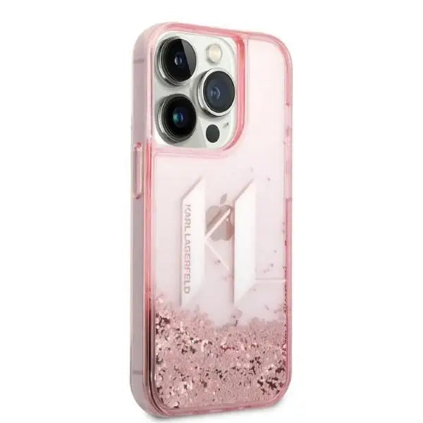 Karl Lagerfeld KLHCP14XLBKLCP iPhone 14 Pro Max 6.7 ’pink / pink hardcase Liquid Glitter Big KL - Cell phone cases