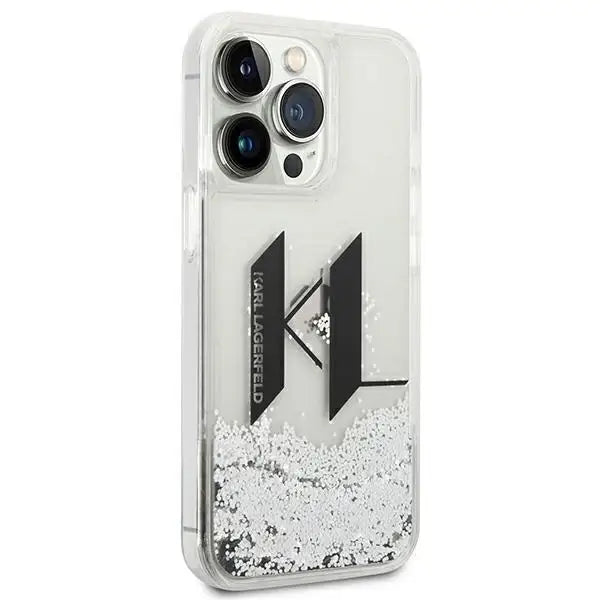 Karl Lagerfeld KLHCP14XLBKLCS iPhone 14 Pro Max 6,7’’ srebrny/silver hardcase Liquid Glitter Big KL - Cell phone cases