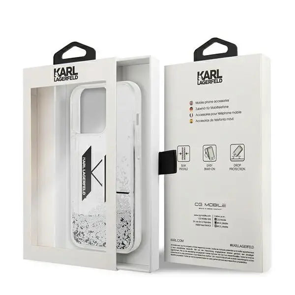 Karl Lagerfeld KLHCP14XLBKLCS iPhone 14 Pro Max 6,7’’ srebrny/silver hardcase Liquid Glitter Big KL - Cell phone cases