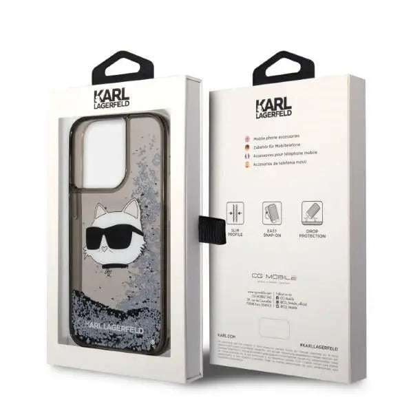 Karl Lagerfeld KLHCP14XLNCHCK iPhone 14 Pro Max 6.7’’ black/black hardcase Glitter Choupette Head - Cell phone cases