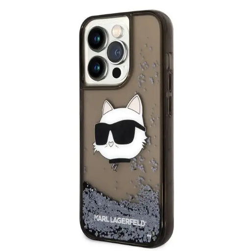 Karl Lagerfeld KLHCP14XLNCHCK iPhone 14 Pro Max 6.7’’ black/black hardcase Glitter Choupette Head - Cell phone cases