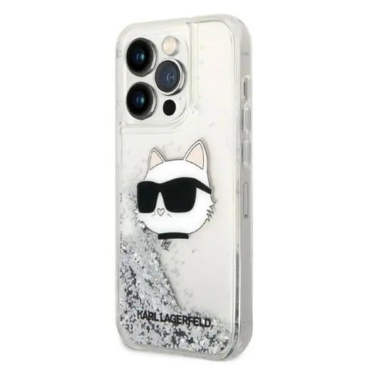 Karl Lagerfeld KLHCP14XLNHCS iPhone 14 Pro Max 6.7’’ silver/silver hardcase Glitter Choupette Head - Cell phone cases
