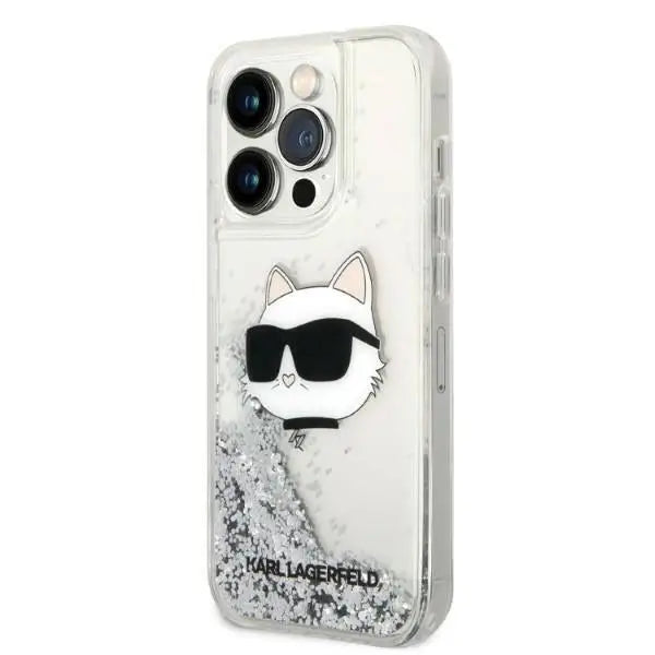 Karl Lagerfeld KLHCP14XLNHCS iPhone 14 Pro Max 6.7’’ silver/silver hardcase Glitter Choupette Head - Cell phone cases