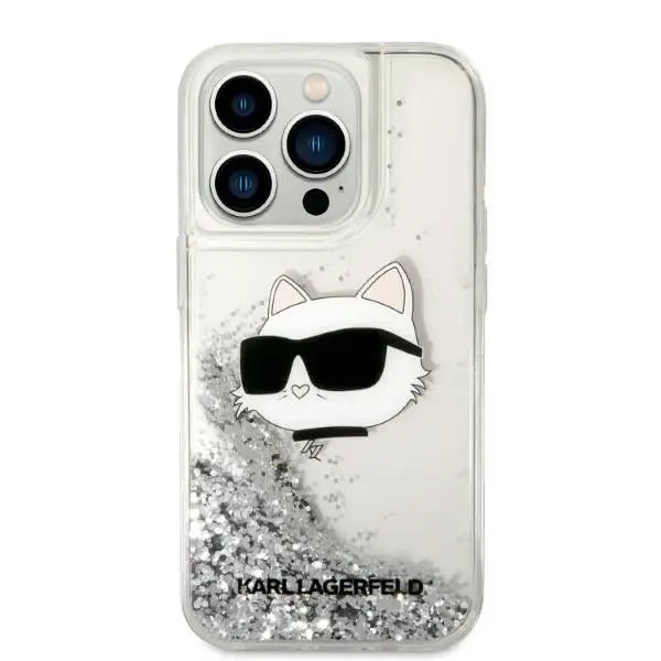 Karl Lagerfeld KLHCP14XLNHCS iPhone 14 Pro Max 6.7’’ silver/silver hardcase Glitter Choupette Head - Cell phone cases