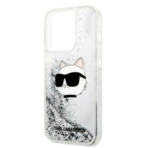 Karl Lagerfeld KLHCP14XLNHCS iPhone 14 Pro Max 6.7’’ silver/silver hardcase Glitter Choupette Head - Cell phone cases