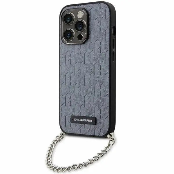Karl Lagerfeld KLHCP14XSACKLHPG iPhone 14 Pro Max 6.7’’ silver/silver hardcase Saffiano Monogram Chain - Cell phone