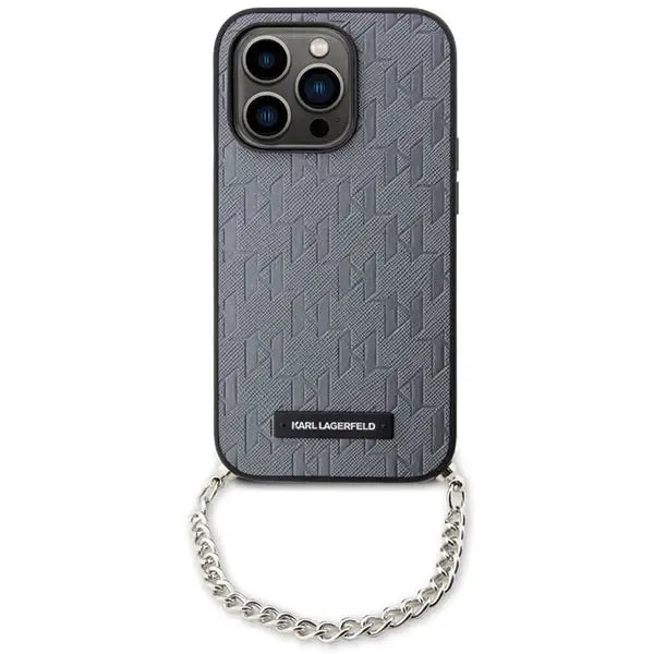 Karl Lagerfeld KLHCP14XSACKLHPG iPhone 14 Pro Max 6.7’’ silver/silver hardcase Saffiano Monogram Chain - Cell phone