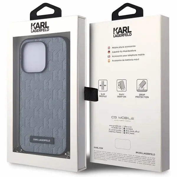 Karl Lagerfeld KLHCP14XSACKLHPG iPhone 14 Pro Max 6.7’’ silver/silver hardcase Saffiano Monogram Chain - Cell phone