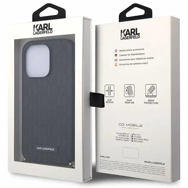 Karl Lagerfeld KLHCP14XSACKLHPK iPhone 14 Pro Max 6.7’’ black/black hardcase Saffiano Monogram Chain - Cell phone cases