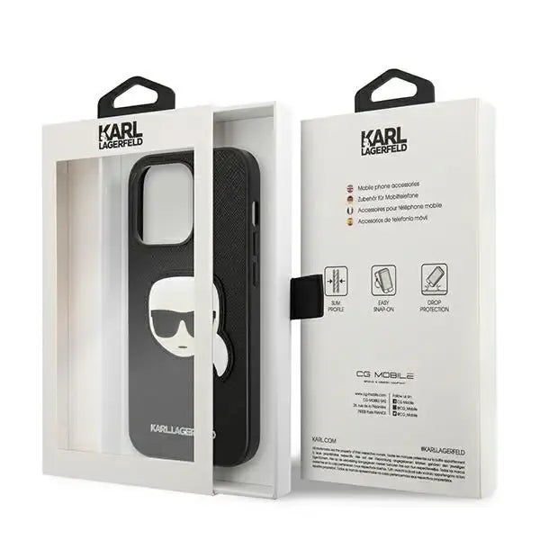Karl Lagerfeld KLHCP14XSAPKHK iPhone 14 Pro Max 6,7’’ czarny/black hardcase Saffiano Karl’s Head Patch - Cell phone