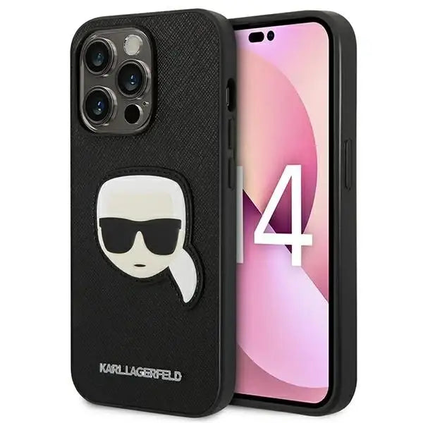 Karl Lagerfeld KLHCP14XSAPKHK iPhone 14 Pro Max 6,7’’ czarny/black hardcase Saffiano Karl’s Head Patch - Cell phone