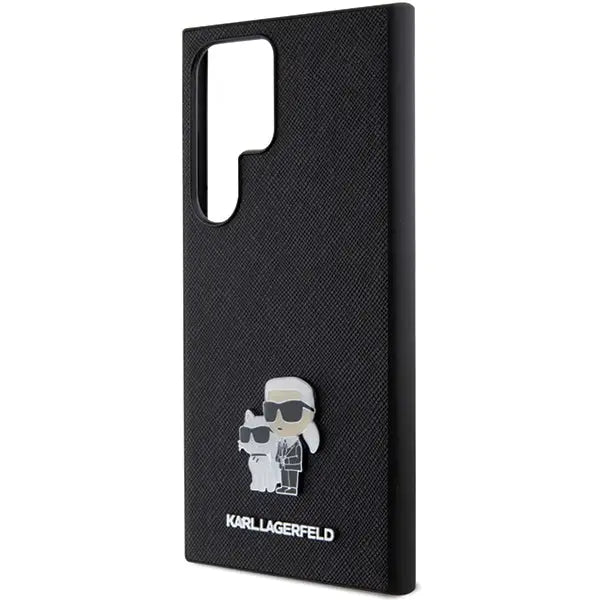 Karl Lagerfeld KLHCS24LPSAKCMPK S24 Ultra S928 hardcase black/black Saffiano Karl & Choupette Metal Pin - Cell phone