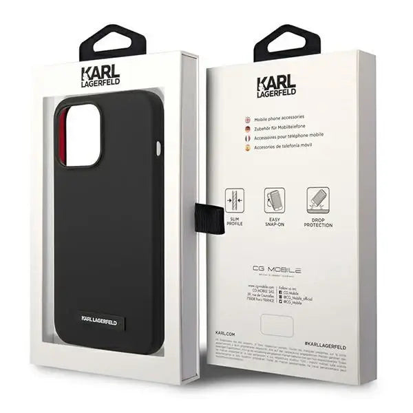 Karl Lagerfeld KLHMP14LSLMP1K iPhone 14 Pro 6,1’’ hardcase czarny/black Silicone Plaque Magsafe - Cell phone cases