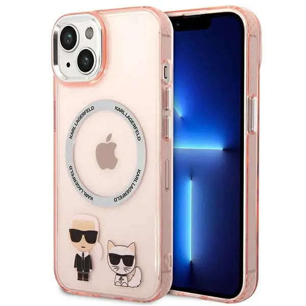 Karl Lagerfeld KLHMP14MHKCP iPhone 14 Plus 6.7 ’hardcase pink / pink Karl & Choupette Aluminum Magsafe - Cell phone