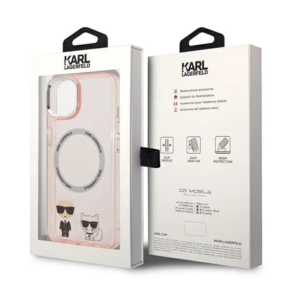 Karl Lagerfeld KLHMP14MHKCP iPhone 14 Plus 6.7 ’hardcase pink / pink Karl & Choupette Aluminum Magsafe - Cell phone