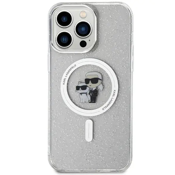 Karl Lagerfeld KLHMP14XHGKCNOT case for iPhone 14 Pro Max 6.7’’ - transparent hardcase Karl&Choupette Glitter MagSafe