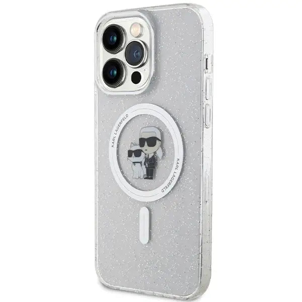 Karl Lagerfeld KLHMP14XHGKCNOT case for iPhone 14 Pro Max 6.7’’ - transparent hardcase Karl&Choupette Glitter MagSafe
