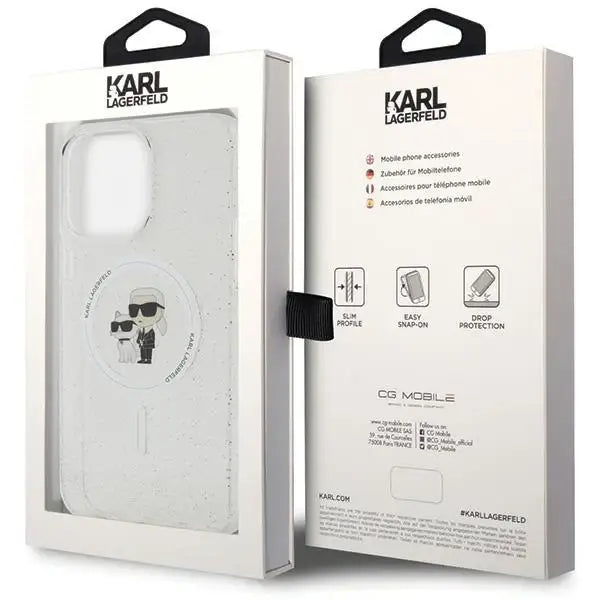 Karl Lagerfeld KLHMP14XHGKCNOT case for iPhone 14 Pro Max 6.7’’ - transparent hardcase Karl&Choupette Glitter MagSafe