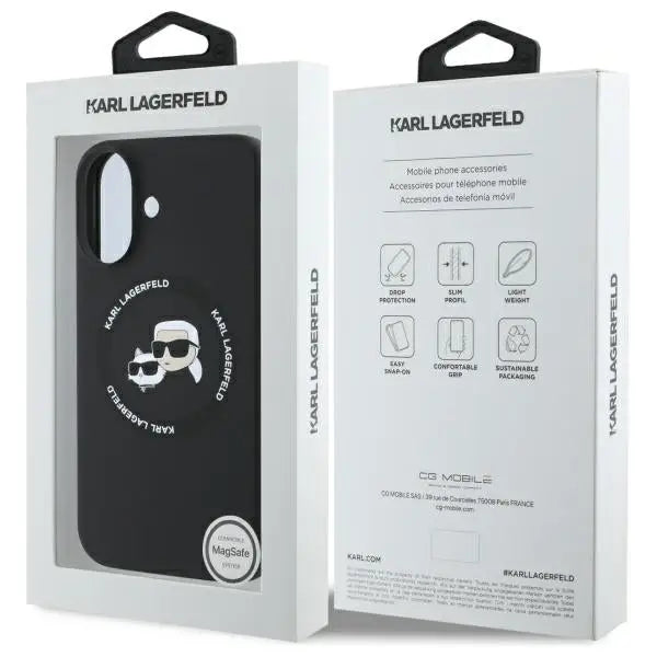 Karl Lagerfeld KLHMP16SSKCHTCK iPhone 16 6.1’’ black/black hardcase Silicone Karl&Choupette Heads MagSafe - Cell phone