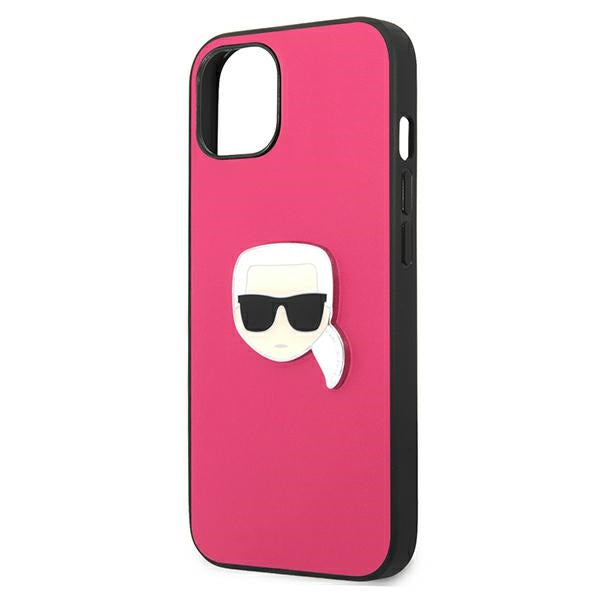 Karl Lagerfeld Leather Ikonik Karl’s Head Metal Case for iPhone 13 mini - Pink - Cell phone cases and covers<<<HurtelXML
