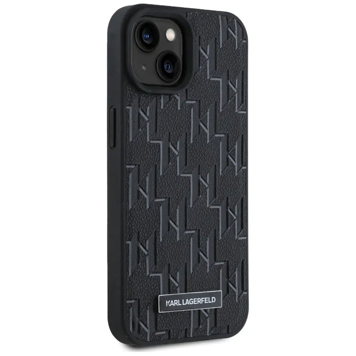 Karl Lagerfeld Leather Monogram Metal Logo case for iPhone 15 / 14 / 13 - black - Cell phone cases