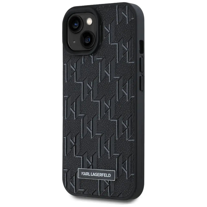 Karl Lagerfeld Leather Monogram Metal Logo case for iPhone 15 / 14 / 13 - black - Cell phone cases
