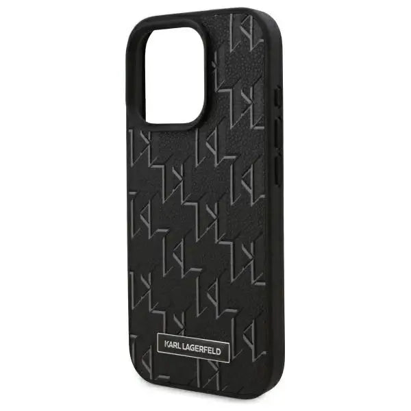 Karl Lagerfeld Leather Monogram Metal Logo MagSafe iPhone 16 Pro Case - Black - Cell phone cases and covers<<<HurtelXML