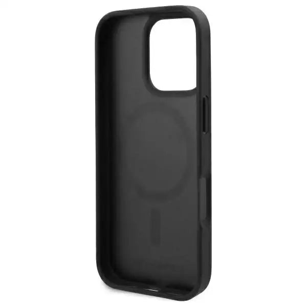 Karl Lagerfeld Leather Monogram Metal Logo MagSafe iPhone 16 Pro Case - Black - Cell phone cases and covers<<<HurtelXML