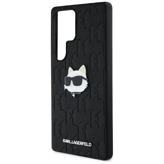 Karl Lagerfeld Leather Monogram Pin Logo Choupette Head Samsung Galaxy S25 Ultra Case Black - Cell phone cases