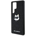 Karl Lagerfeld Leather Monogram Pin Logo Choupette Head Samsung Galaxy S25 Ultra Case Black - Cell phone cases