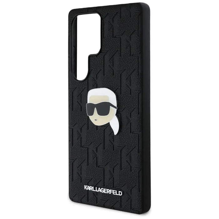 Karl Lagerfeld Leather Monogram Pin Logo Karl Head Samsung Galaxy S25 Ultra Case Black - Cell phone cases