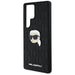 Karl Lagerfeld Leather Monogram Pin Logo Karl Head Samsung Galaxy S25 Ultra Case Black - Cell phone cases
