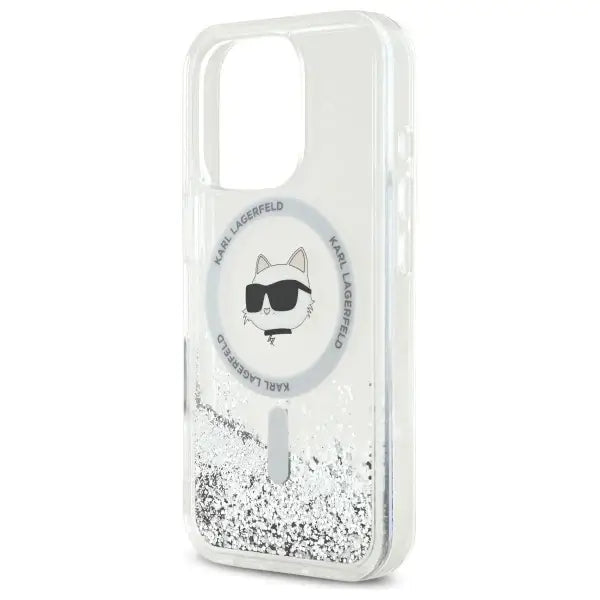 Karl Lagerfeld Liquid Glitter Choupette Head Magsafe Case for iPhone 16 Pro Max - Clear - Cell phone cases